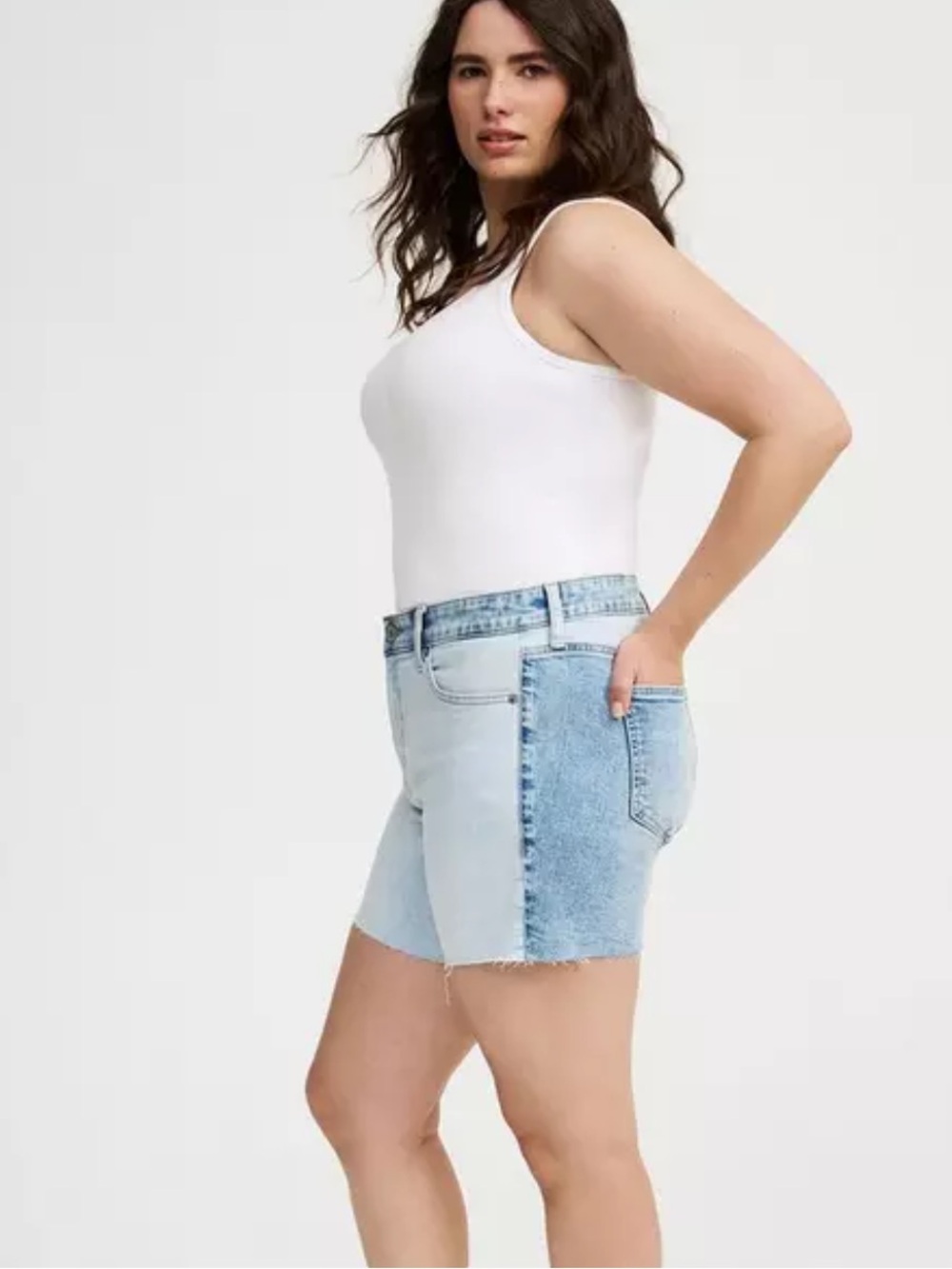 Torrid Light Wash Two-Tone Denim Shorts
